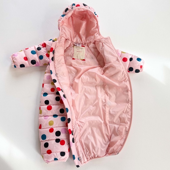 Hanna Andersson Polka Dot One Piece Poly Insulated Full Zip Snowsuit Pink 3-6m - Picture 8 of 15